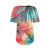 Korte Mouw Dames Tops Zomer T-shirts Bloemenprint V-hals Casual Basis T-shirt Knopenhemden Tuniek Tops