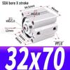 SDA Mini Pneumatic Cylinder, High Thrust, Thin Type, Bore Sizes 20/25/32/40/50