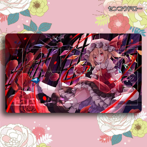 Senkou Draw Card Game Playmat, Touhou Project Flandre Scarlet Mousepad, Anime Merchandise with Storage Case, Anime Moe, Card Frame Included (60cm x 35