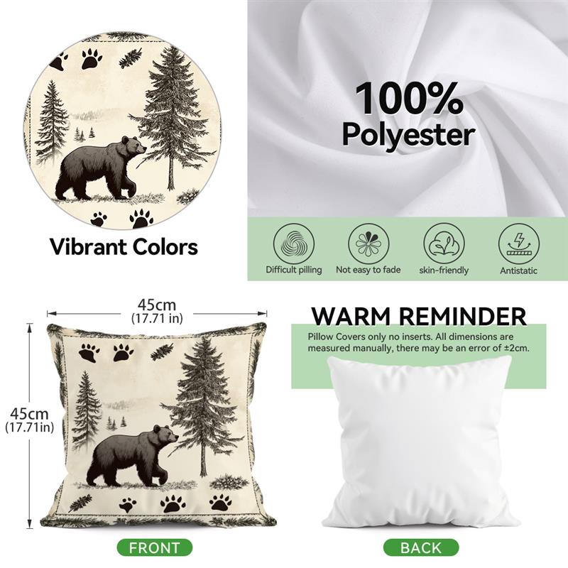 Rural Style Wildlife Cushion Pillowcase Printed Polyester 45x45cm Throw Pillow Cover Decorative Sofa Cushion Pillowslip Decor