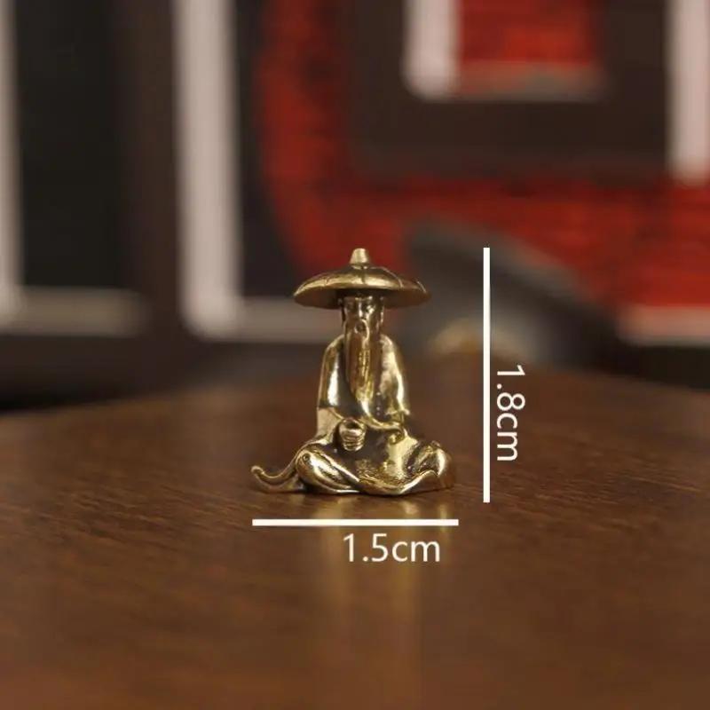

1Pc Brass Miniature Monk Figurine Model Desktop Small Statue Ornaments Retro Mini Figurines Home Decorations Crafts Accessories
