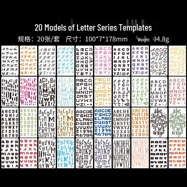 Yuezhen A6 English Letter Stencil, 20 Hot-Selling Graffiti and Spray Painting Templates 20 English Letter Stencils A6