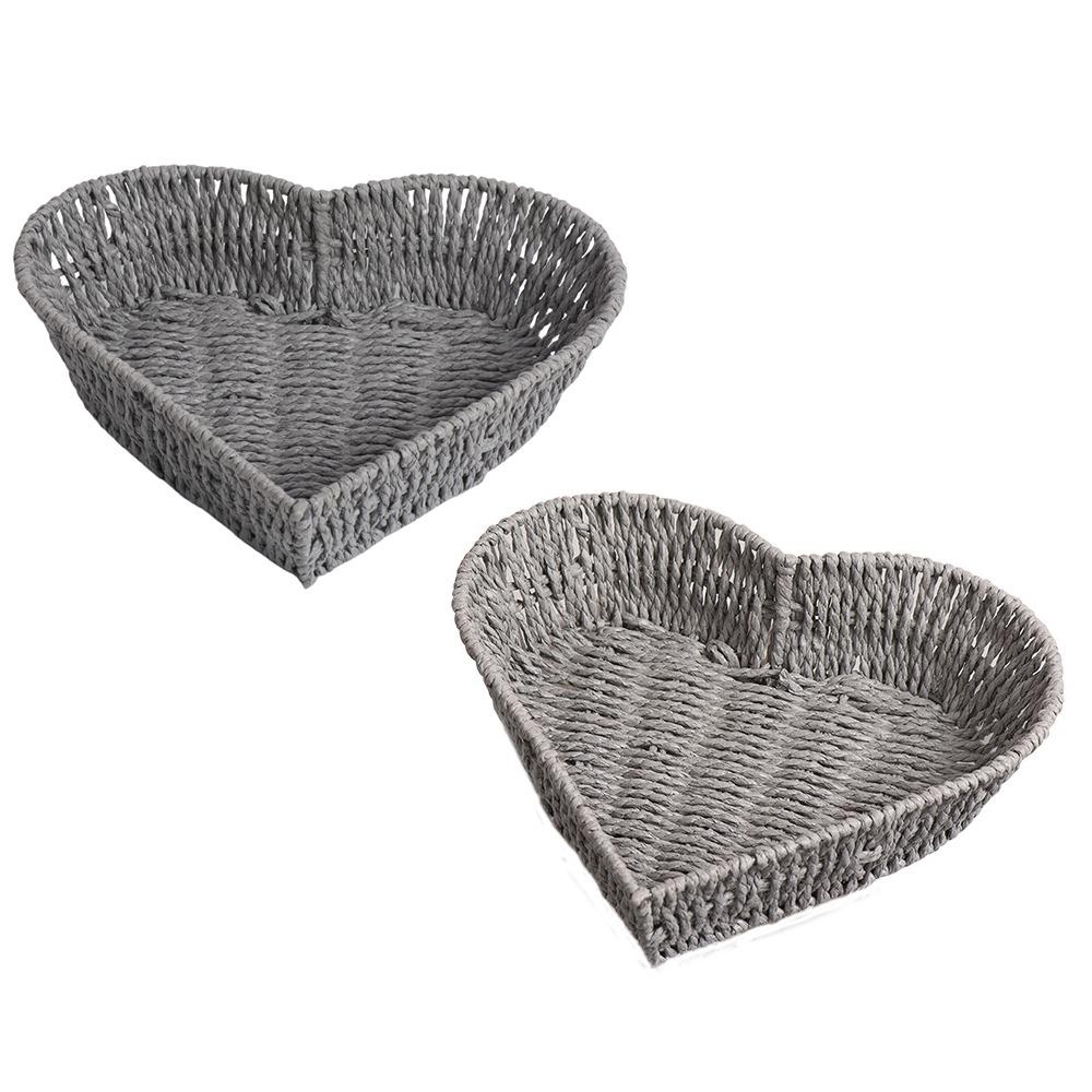2Pcs Multipurpose Fruit Rattan Basket Heart Shaped Vegetable Storage Basket Home Kitchen