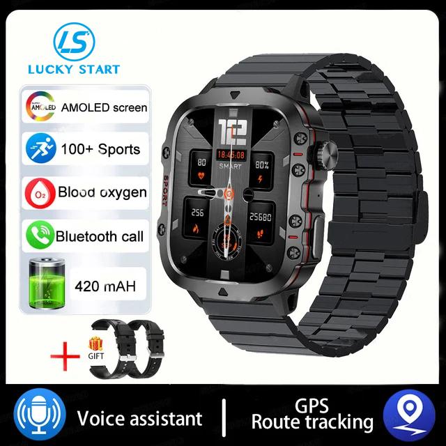 2024 Outdoor Military 3ATM Waterproof Smart Watch Men 420mAh Battery Heart Rate Sports Fitness Watches Bluetooth Call Smartwatch