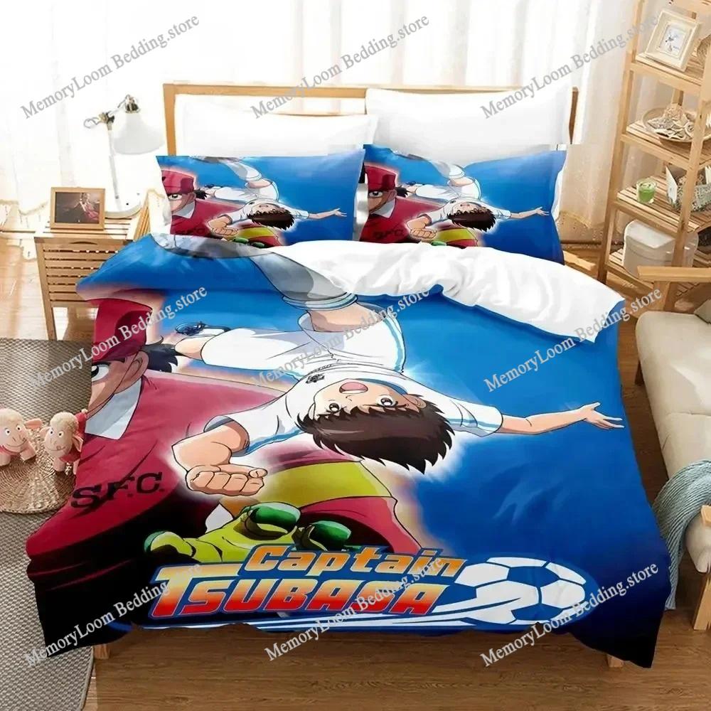 3D Printed Anime Captain Tsubasa Bedding Set Boys Girls Twin Queen Size Duvet Cover Pillowcase Bed Kids Adult Home Textileextile