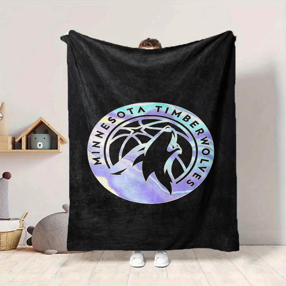 1Pc Minnesota Timberwolves Emblem Blanket Soft And Comfortable Casual Warm Camping Travel Christmas Halloween Xmas Gift M92444