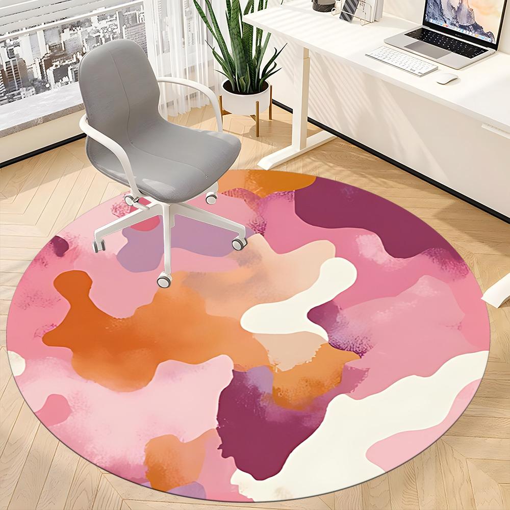 1pc Abstract Art Office Round Rug, Non-slip, Soft and Durable Office Rug for Interior Decoration, Perfect for Office, Beautiful Decoration yy260323056