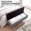Storage Ottoman, Chenille Upholstered Ottoman Storage Box with Padded Seat, Metal Legs, 114 x 41 x 45 cm, Grey