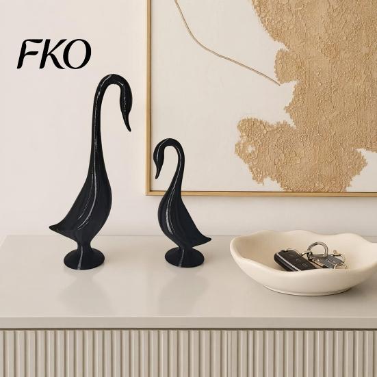 Niche Art Gift 2Pcs 3D Printed Swan Figurine, Artistic Sculpture with Stable Base, Decorative Double Ornament Ornaments, Minimalist Animal for