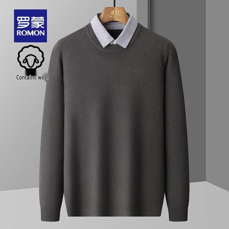 

ROMON Men s Wool Blend Faux Two-Piece Knit Sweater L