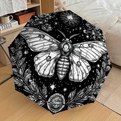 1PC Moth Celestial Pattern Design Umbrella,Compact Umbrella, All Season, Travel, Outdoor, One Touch Auto Open and Close,Christmas Gift 901028