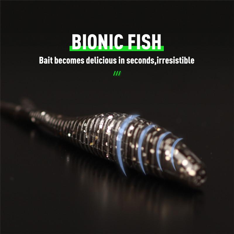 FTK 30pcs Threaded Scissor Tail Bait Artificial Bait, Soft Silicone Bait, Worm Jigging Plastic Bait