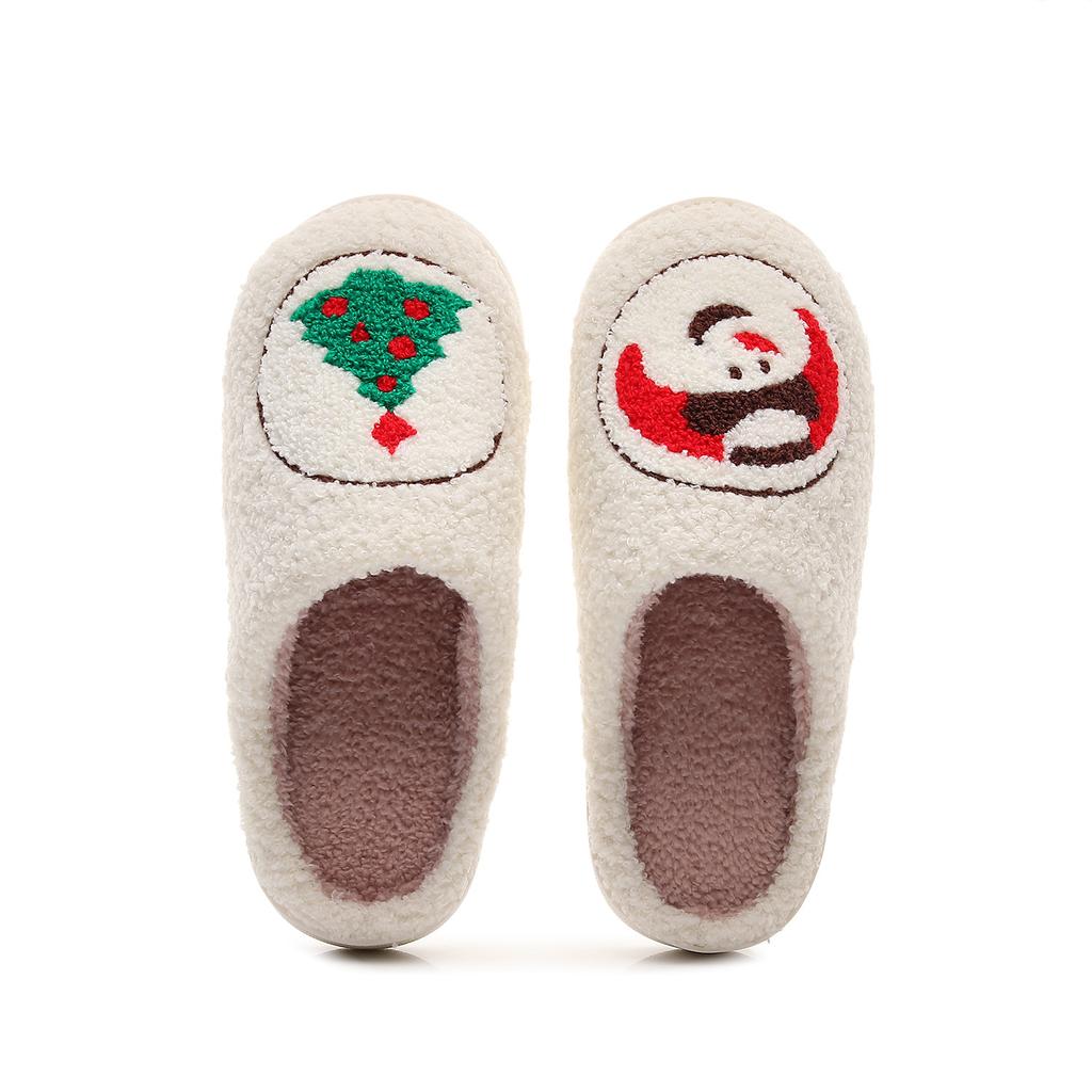 Mode Damen Weihnachtsmann Baumwollpantoffeln Neue Niedliche Cartoon Anti-Rutsch Winter Warme Baumwollpantoffeln Damen Indoor Zuhause Boden Flauschige Pantoletten