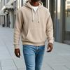 Warm Layering Tops for Winter Men Hooded Sweatshirt, Quarter Zipper Long Sleeve Pullover Hoodie, Basic Solid Color Streetwear Corduroy Sweatshirt with