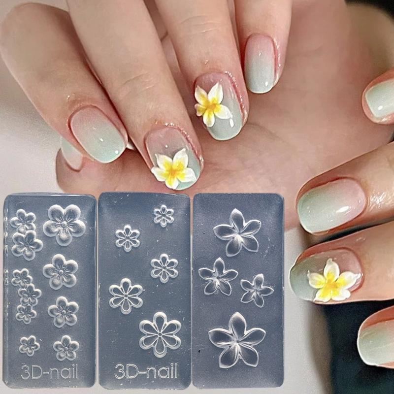 Flower Molds Nail Art Silicone Molds Stencils Manicure Template Plumeria Flower Nail Art Decorations Nail Carving Mould