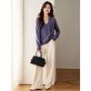Damen Oversize V-Ausschnitt Kaschmir-Mischung Strickpullover