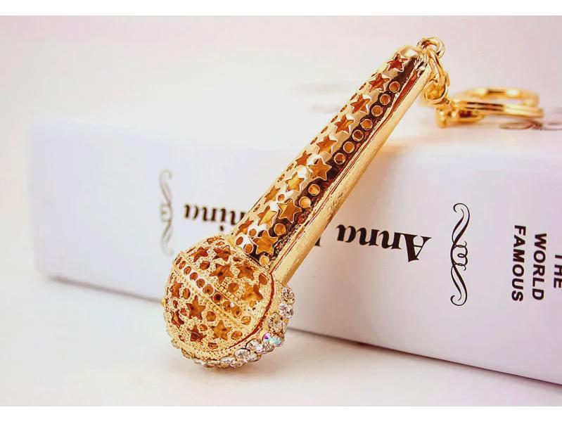 Rhinestone Microphone Keychain: Exquisite Fashion Gift for Friends