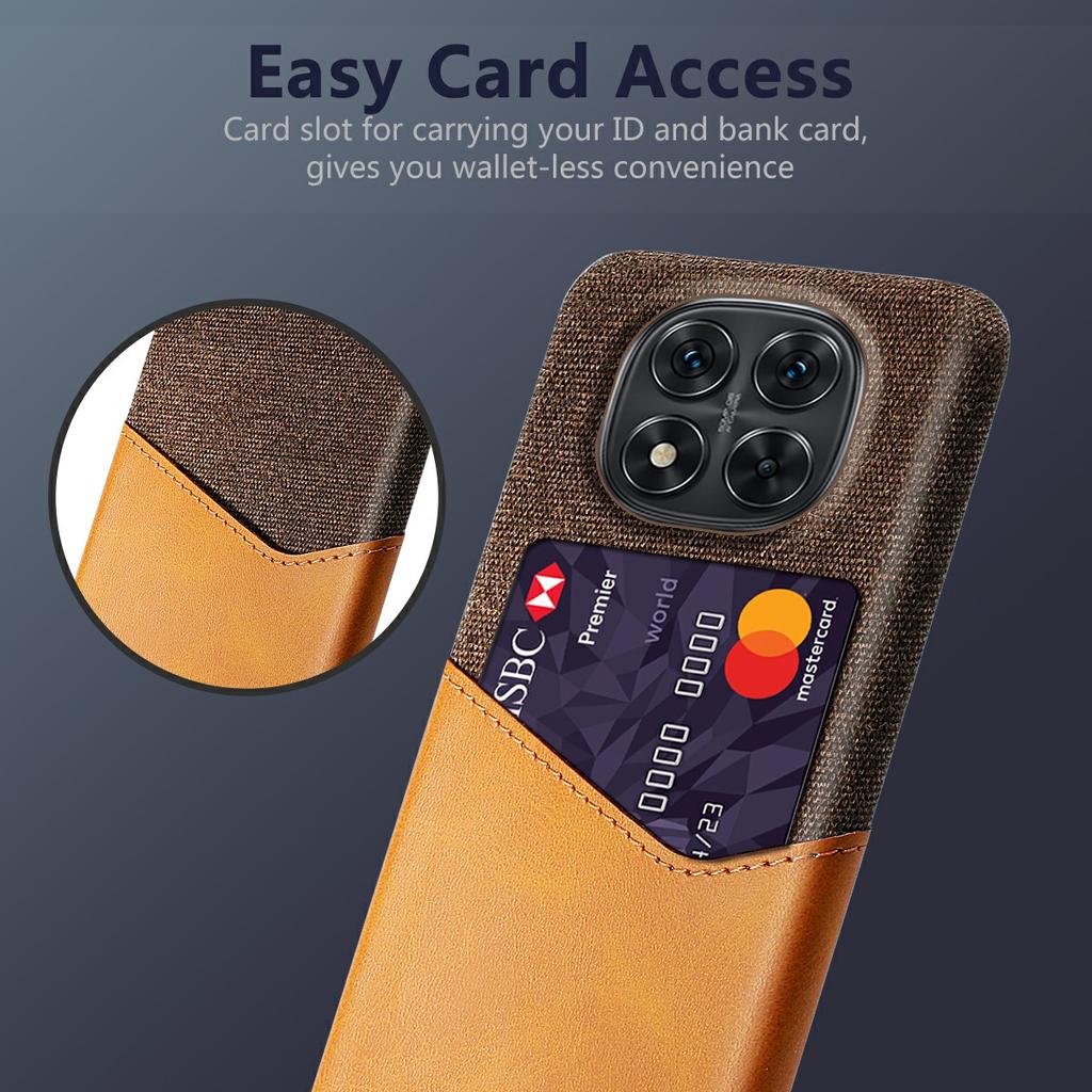 For Xiaomi Redmi Note 14 Pro 5G/Poco X7 5G Case PU Leather Cloth Texture Hard PC Phone Cover with Card Holder