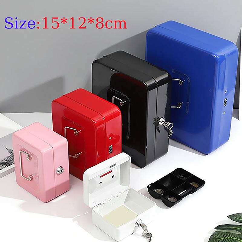 Practical Mini Petty Cash Money Box Stainless Steel Security Lock Lockable Safe Small Fit For House Decoration