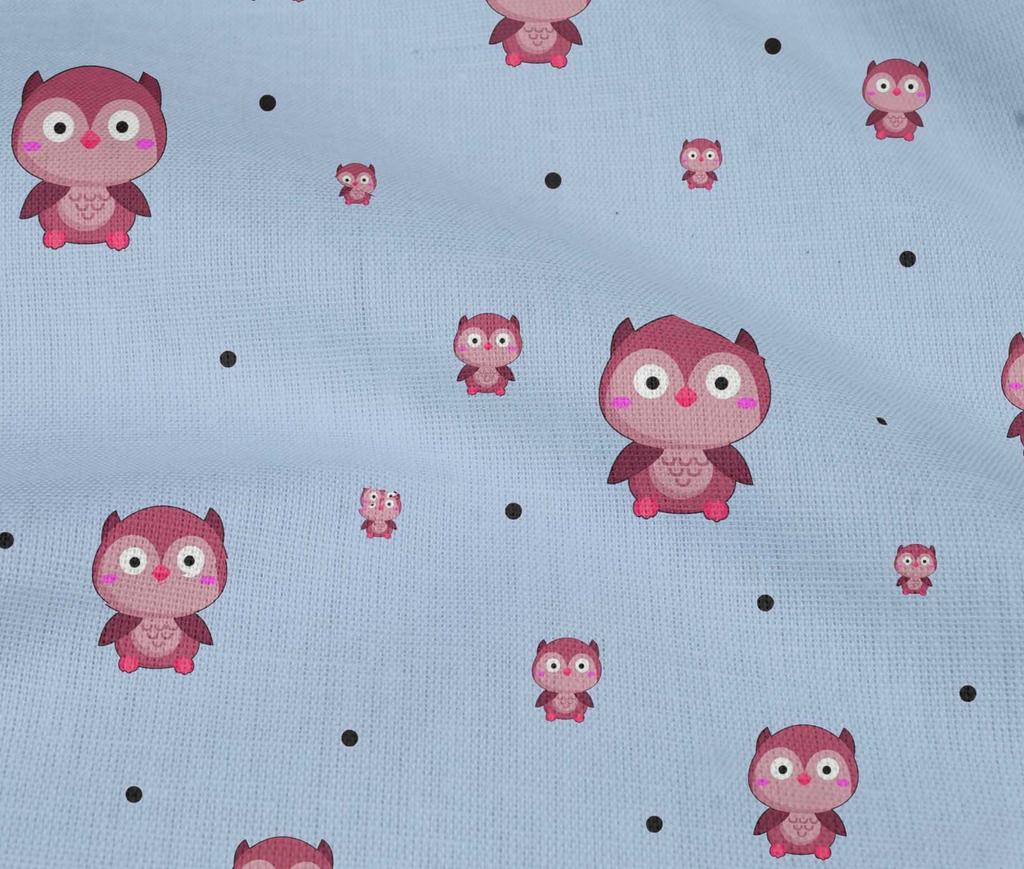 oneOone Cotton Flex Fabric Dot & Cartoon Owl Bird Print Fabric by The Yard 40 Inch