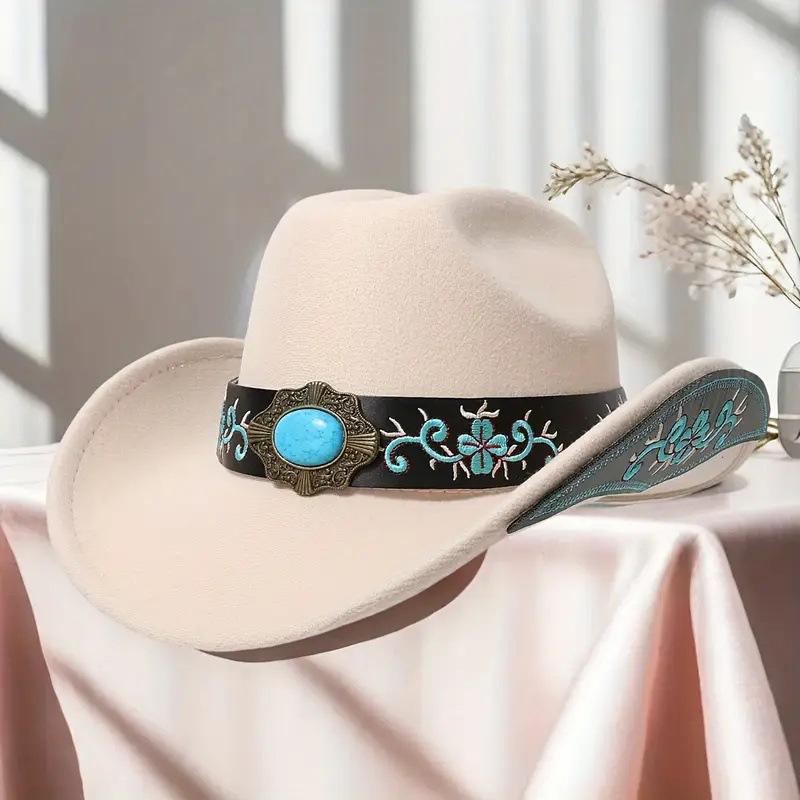 High-quality Woolen Jazz Hat, New Luxury European and American Style Knight Riding Western Cowboy Hat, Trendy for Both Men and Women