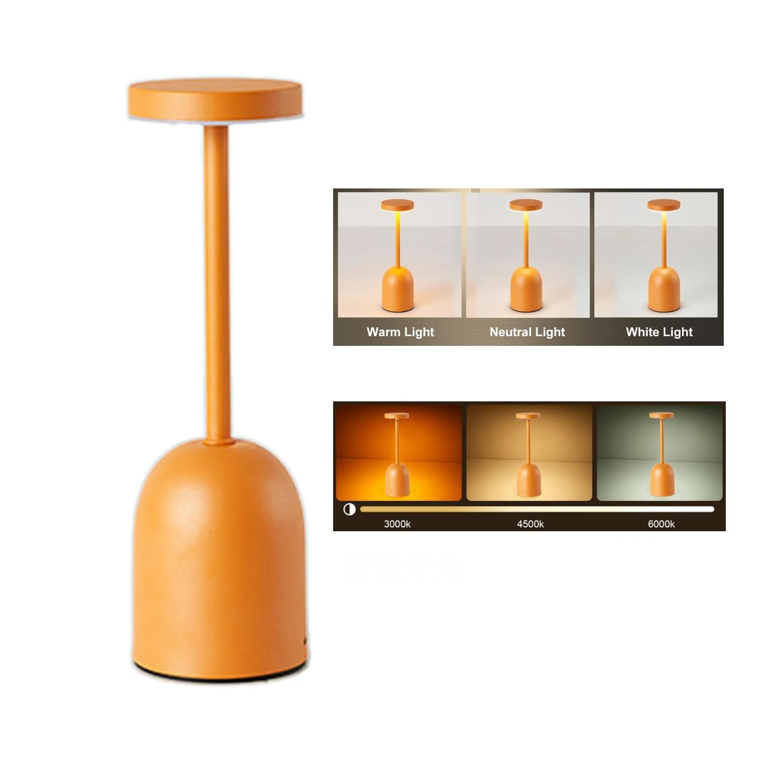 

Dimming LED Night Light Living Room Bedroom Bedside Desktop Desk Lamp Rechargeable Tri-color dimming Wine Cup Table Lamps 0-5W помаранчевий