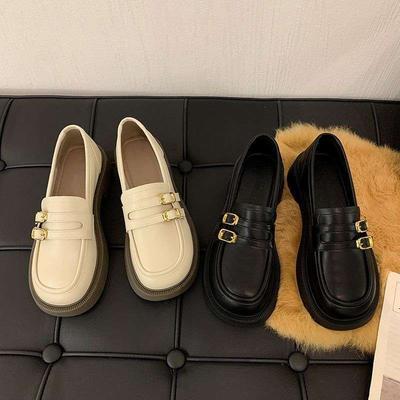 Size 35-43, Small Leather Shoes 41 Spring and Autumn Platform Muffin One Pedal Versatile Mary Jane Loafers 42 Large Size Women's Shoes