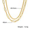 European & American Street Style Retro Titanium Steel Men's Spliced Double Layer Necklace