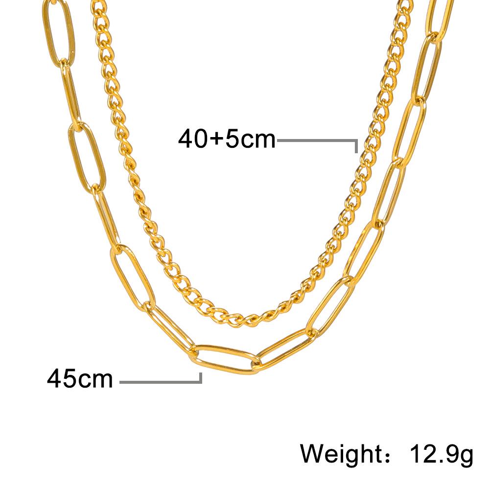 European & American Street Style Retro Titanium Steel Men's Spliced Double Layer Necklace