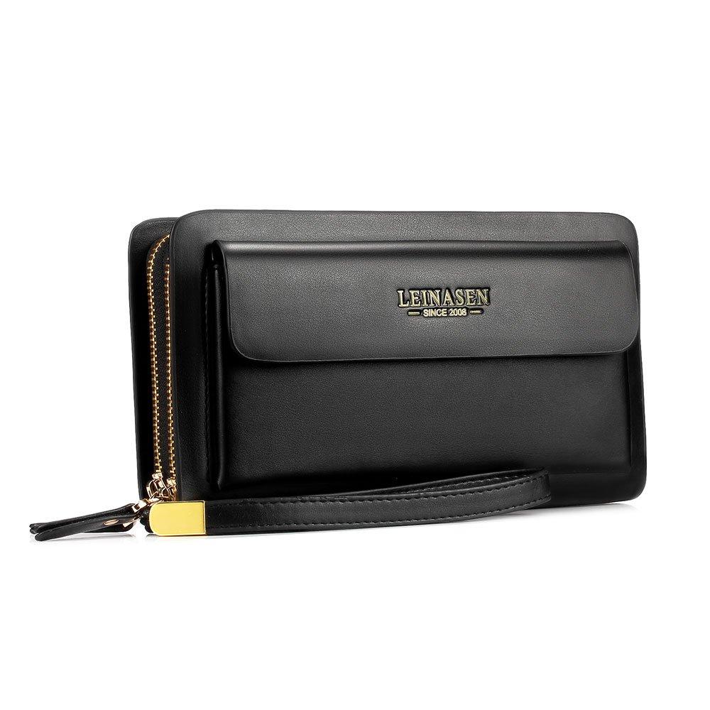 

Whatna Кожаная мини-сумка-портфель для маленького клатча, длинная двойная круглая для монет, 7 отделений для карт, свадебная церемониальная коричневая 2-way мужская, сумка, кошелек, молния, кошелек, слоты,