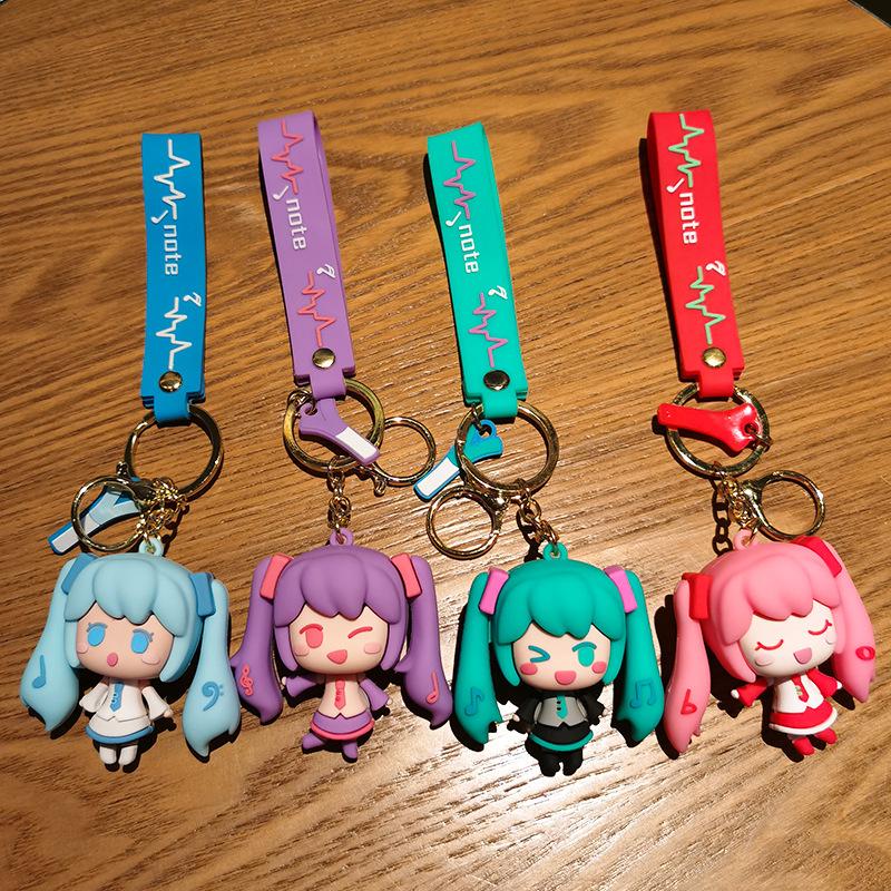 Cartoon Hatsune Miku Keychain Pendant - Cute Couple Bag Charm Keyring