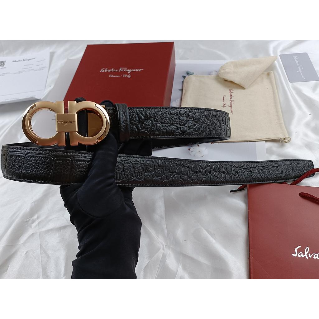 Salvatore Ferragamo 3,5cm Pánský pásek Luxusní značka Designový pásek Oblek Džíny Formální Značkový Dárková krabička