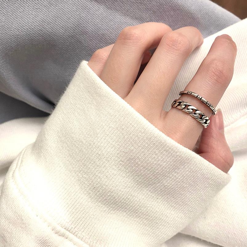 Retro chain open ring design simple couple ring adjustable ins trendy man ring cold