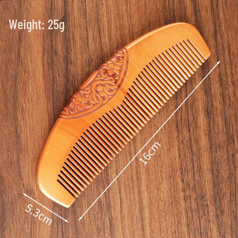 

Портативная подлинная персиковая деревянная карманная расческа - Мелкие зубья для гладкого массажа волос