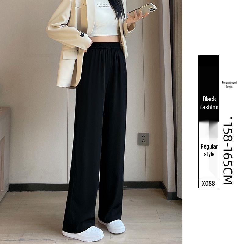 

Women s High Waist Black Loose Fit Wide Leg Pants: Spring & Summer, Petite, Versatile, Straight Casual. S 80-95 lbs