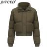 BITCED Autumn/Winter Women's Short-Length Cotton Coat Long-Sleeved High-Neck Thermal Jacket Loose-Fit Casual Cotton Jacket Puffer Coat