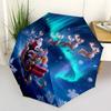 Christmas Santa & Rainbow Unicorn Print Umbrella, Compact Auto Open/Close Travel Umbrella, Windproof Waterproof for Holiday Season
