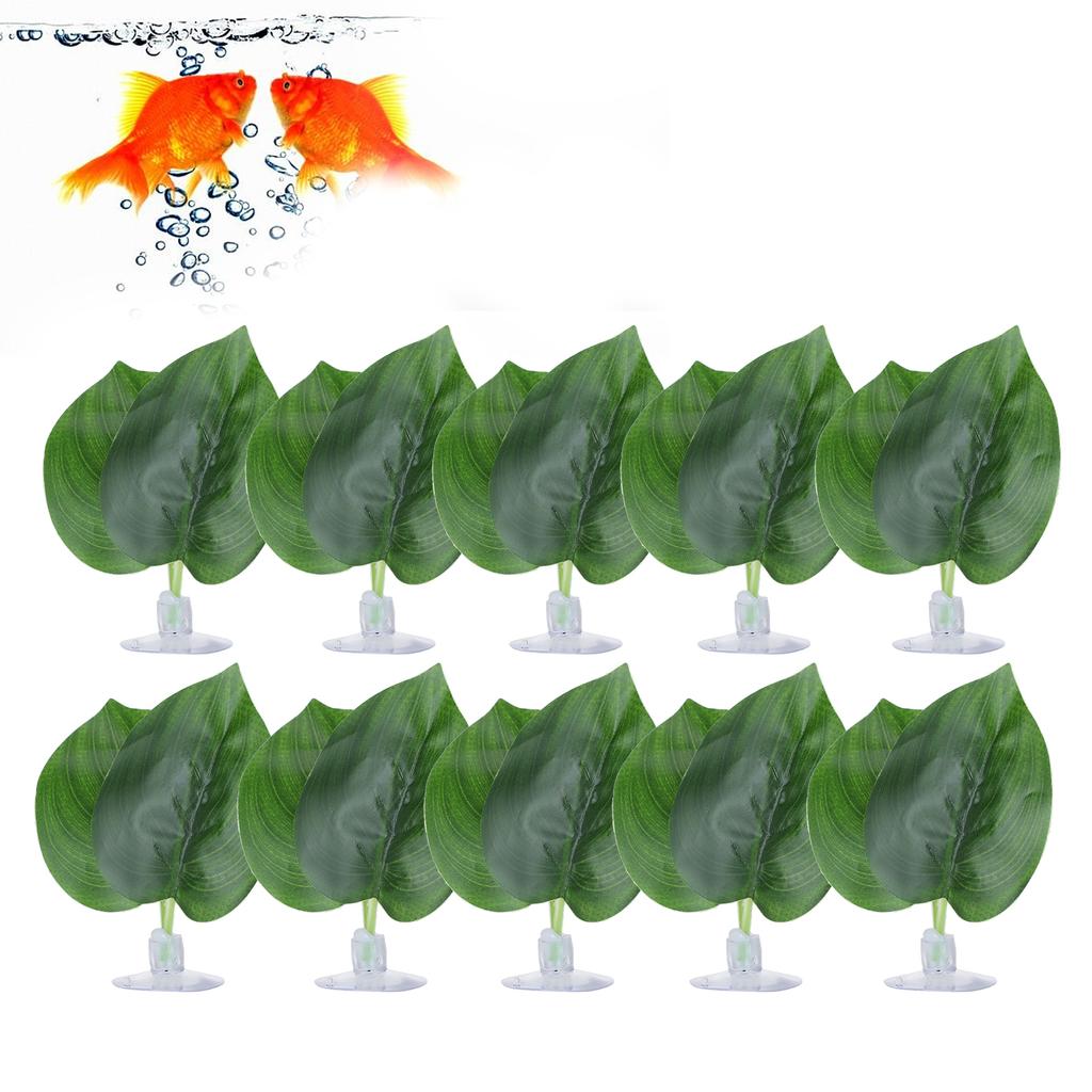 10pcs Simulation Green Leaves for Aquarium Fish Tank Reptile Feeder Box Decoration