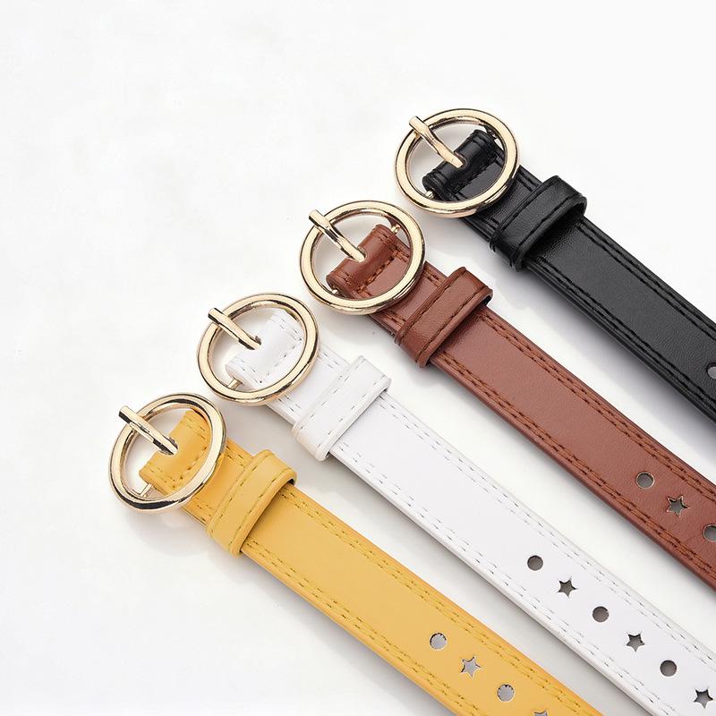 Unisex Kids' Round Buckle Star Hole Denim Belt