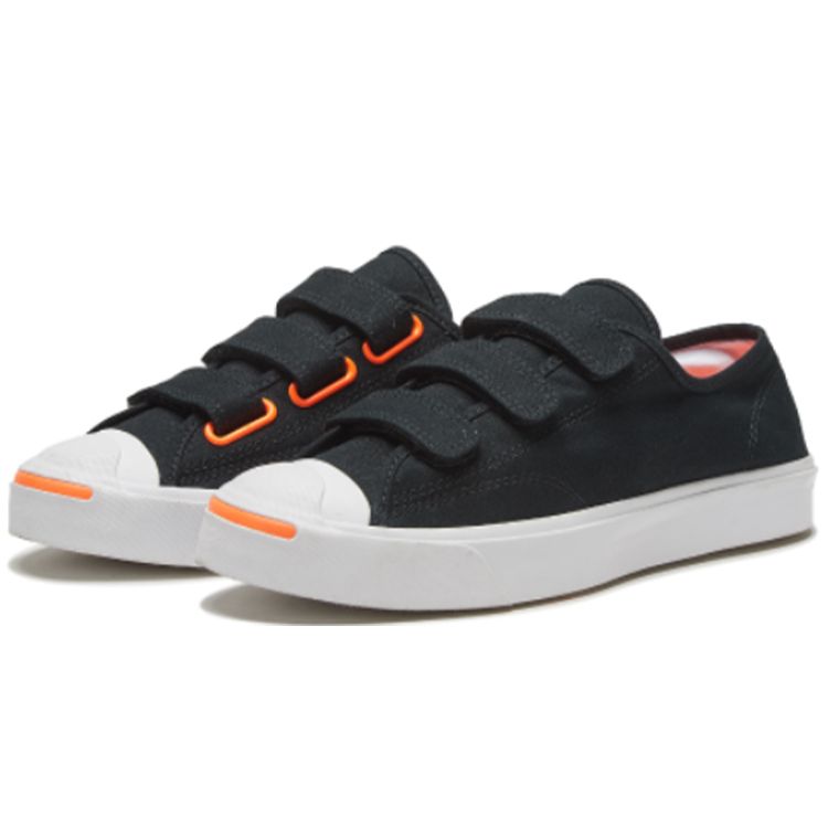 Converse Jack Purcell Low Easy-On Black Total Orange Unisex Sneakers White 168136C