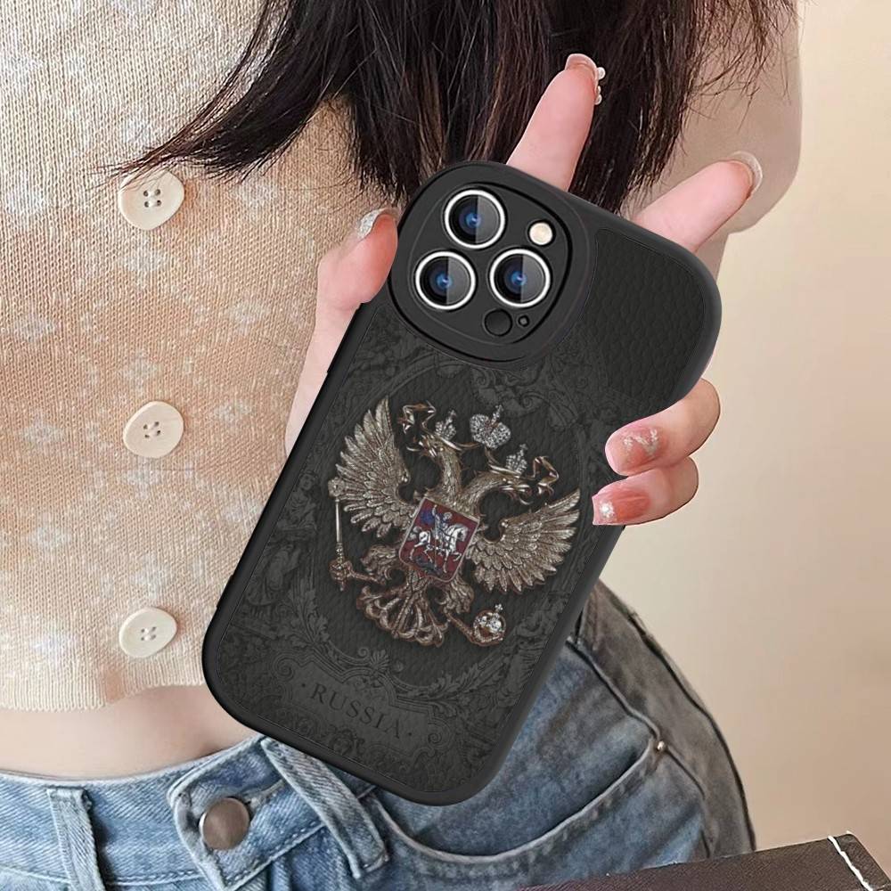 Russia Russian Flags Poccnr Emblem Phone Case For IPhone 16 15 14 13 12 11 Pro Max Plus 16E Soft Leather Cover