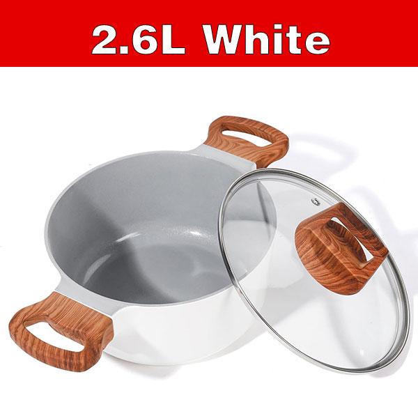 2.6L Ceramic Nonstick Soup Pot Casserole Pot Healthy Pasta Pot With Glass Lid Non Cracking Soup Stew Pot Kitchen Cooking Pan
