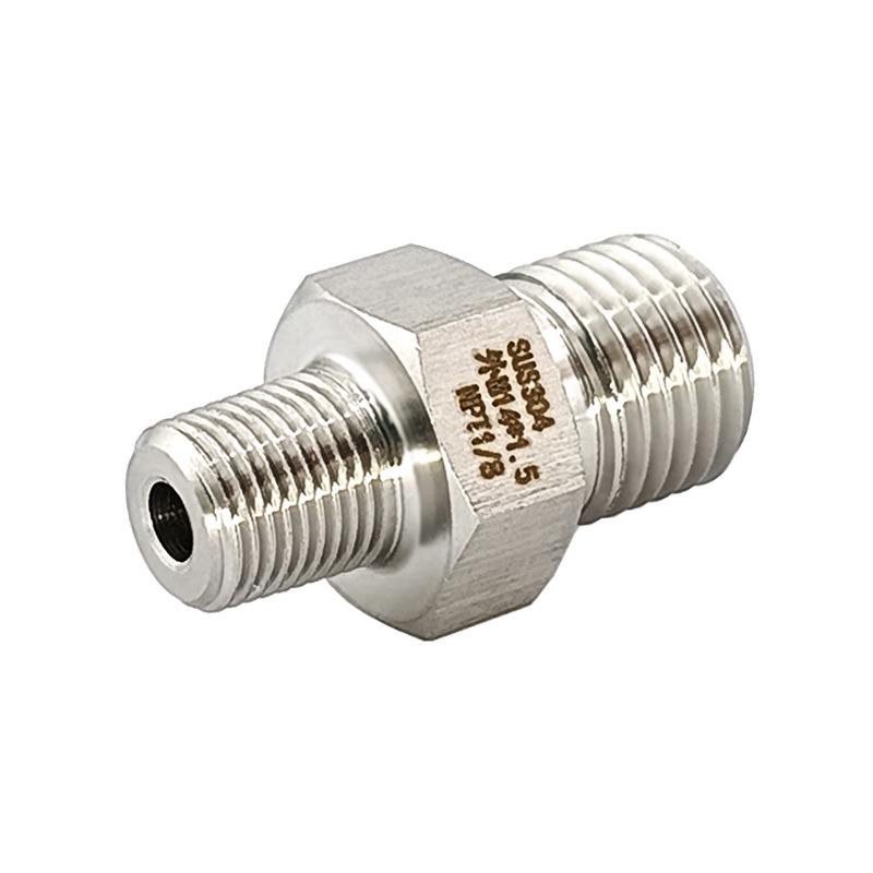Stainless Steel 304 Thread Adapter, Male M14x1.5 to Male NPT 1/8, Metric to American Reducer (0765)