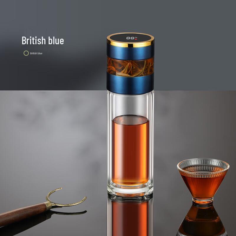 Tri-polar TP3623 Smart Double-Layer Gold Rim Glass Tea Infuser Bottle 350ML