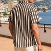 Men Striped Summer Shirt Short Sleeve Turndown Collar Button-up Shirt Casual Loose Fit Holiday Shirt for Beach Party Vacation Date