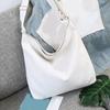 Women Solid Color Canvas Shoulder Bag Adjustable Strap Handbag Storage Pouch