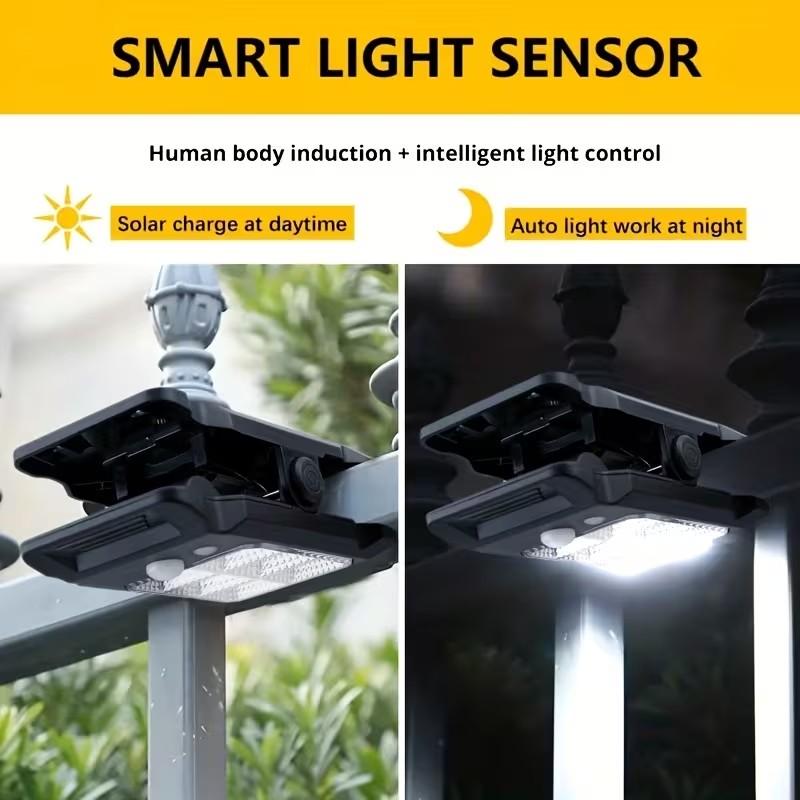 Ultra-Bright Solar Outdoor Light Solar Clip-On Light, Garden Light with Motion Sensor, Adjustable Brightness and Angle, 3 Modes