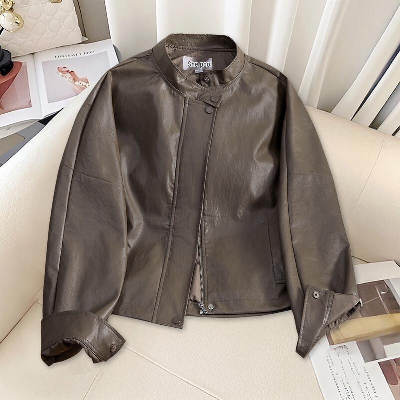 

Tachi Women s Retro Stand Collar PU Leather Moto Jacket XL