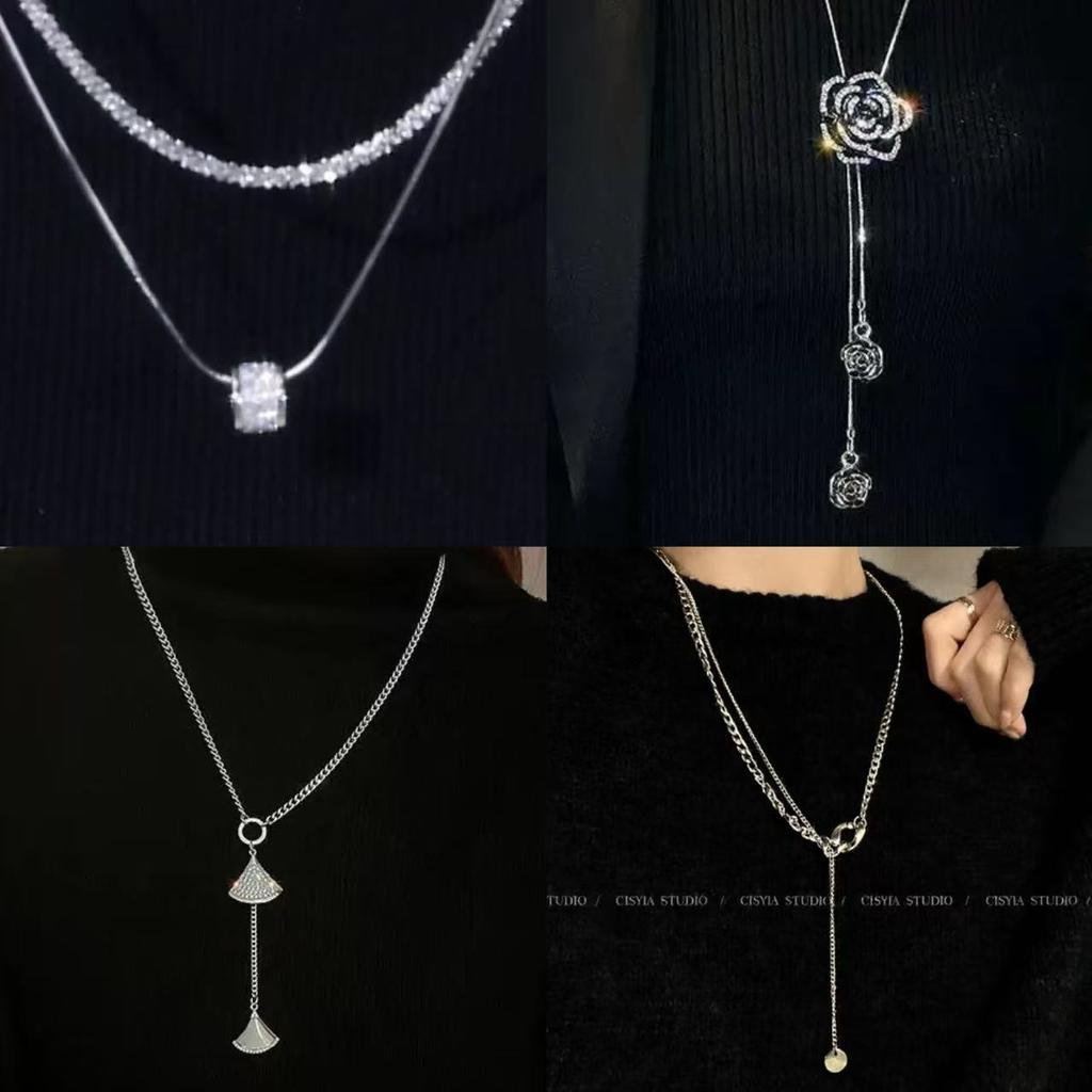 Fashion Design Double Layer Stacked Wear Passepartout Necklace Femininity Light Luxury Advanced Sense Gypsy Small Waist Hair