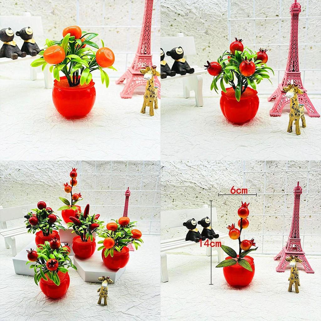 Fake Potted Fruit Bonsai With Plastic Material For Home Decor And Tabletop Display